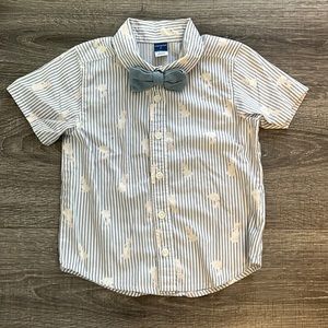 Striped Easter Bunny Bow Tie Shirt Toddler Boy 3T